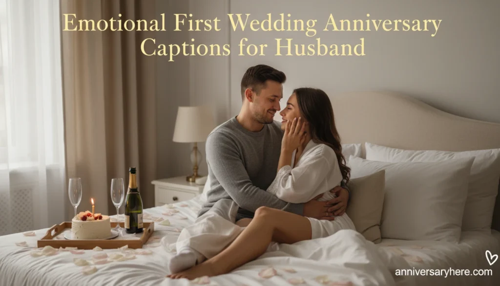 Emotional First Wedding Anniversary Captions for Husband