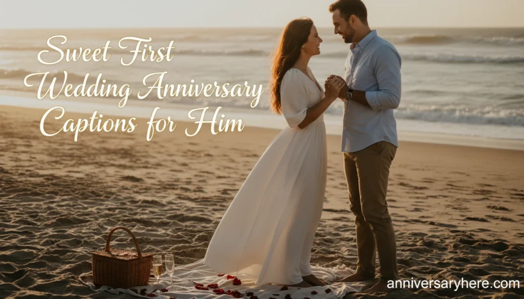 Sweet First Wedding Anniversary Captions for Him