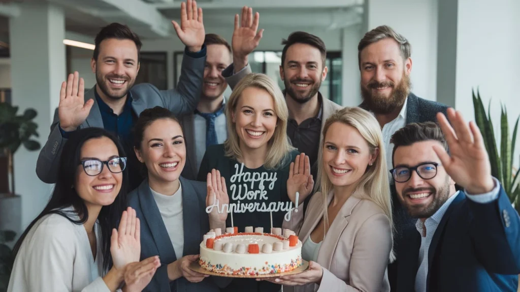 Happy Work Anniversary Captions for Colleagues