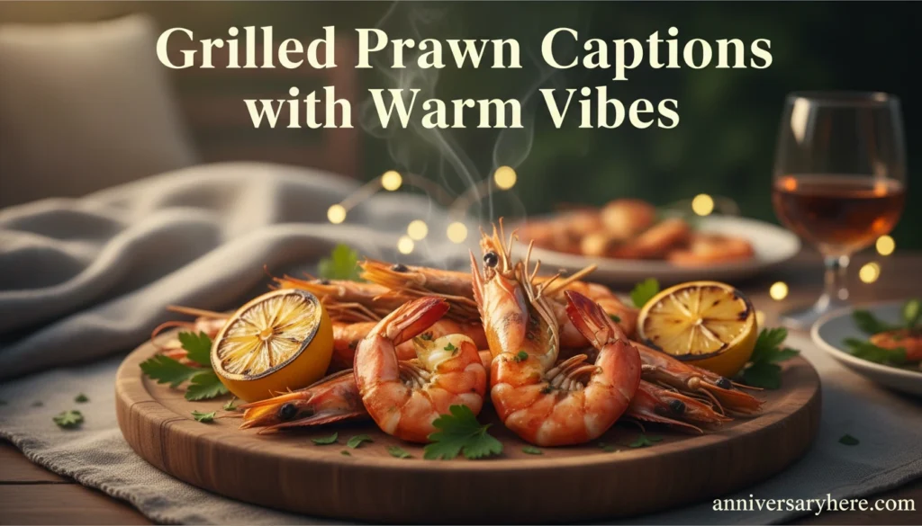 Grilled Prawn Captions with Warm Vibes