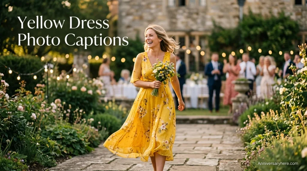 Yellow Dress Photo Captions